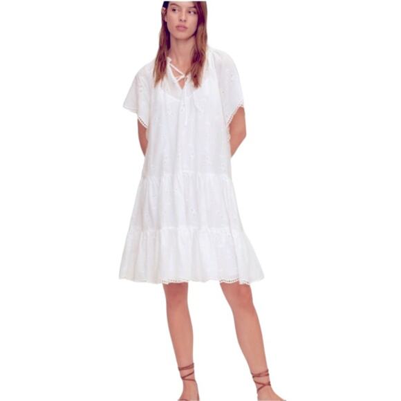 MANGO Open Work Detailed Eyelet Dress White Size M - Picture 4 of 13